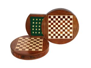 Round Draught Box Sheesham/Boxwood With Tray – JS#14003
