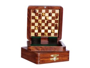 JS#14005--SQUARE MAGNETIC CHESSBOX (FIGURES & BOARD INSIDE BOX)