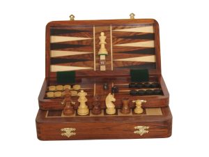 JS#14007--CHESS & BACKGAMMON FOLDING SET 2 in 1