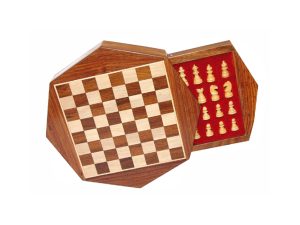 JS#14011--OCTAGON MAGNETIC CHESS WITH FOAM TRAY