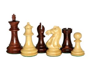 Popular Chess Set Rose Wood & Boxwood Felted King Size — 100 Mm / 4.00″ Base Dia — 47 Mm – JS#10001