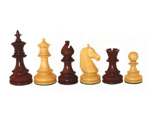 Traditional Chess Set Rose Wood & Boxwood Felted King Size — 88 Mm / 3.50″ – JS#10002