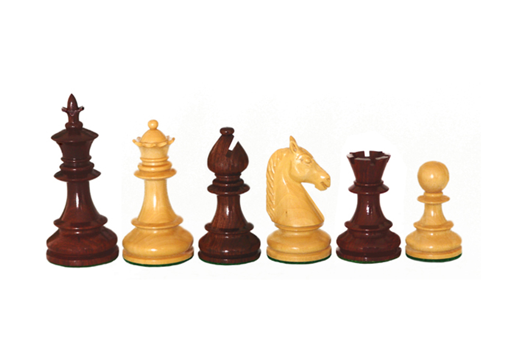 Traditional Chess Set Rose Wood & Boxwood Felted King Size — 88 Mm / 3.50″ – JS#10002