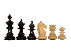 Superb Chess Set Ebony Wood & Boxwood Felted King Size — 88 Mm / 3.50″ Base Dia — 42 Mm – JS#10004