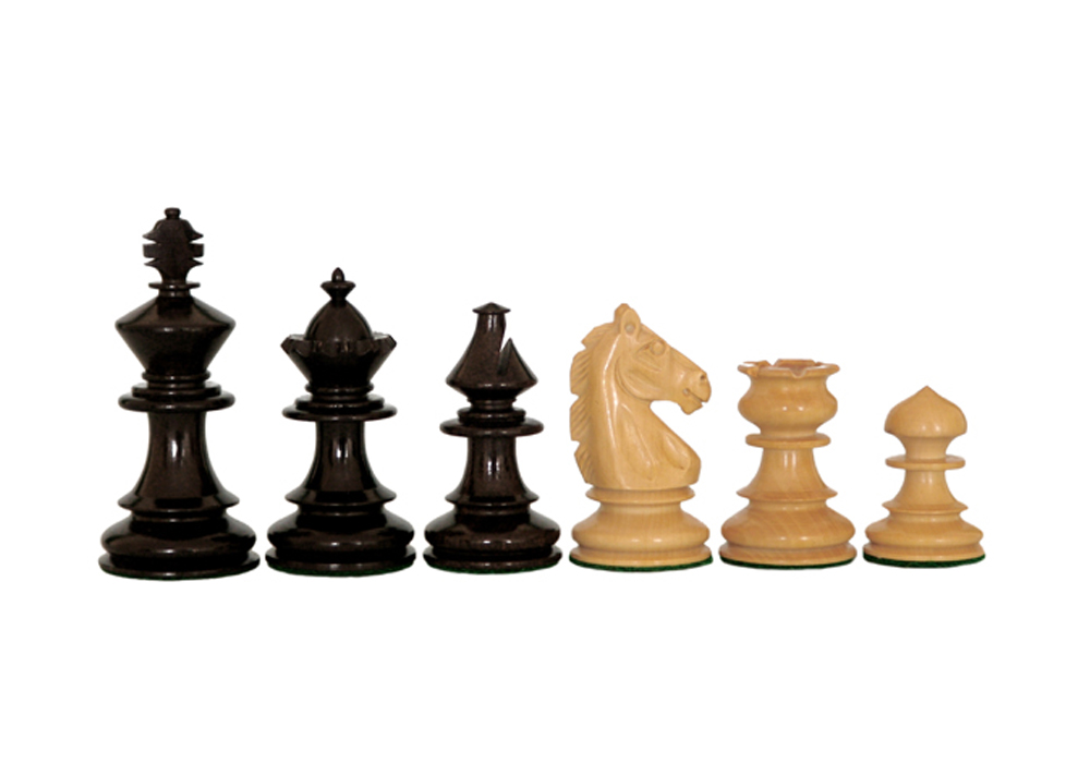 Superb Chess Set Ebony Wood & Boxwood Felted King Size — 88 Mm / 3.50″ Base Dia — 42 Mm – JS#10004