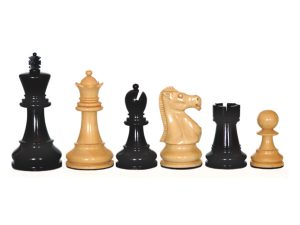 Executive Chess Set Ebony Wood & Boxwood Felted King Size – 95 Mm / 3.75″ Base Dia – 42 Mm – JS#10007