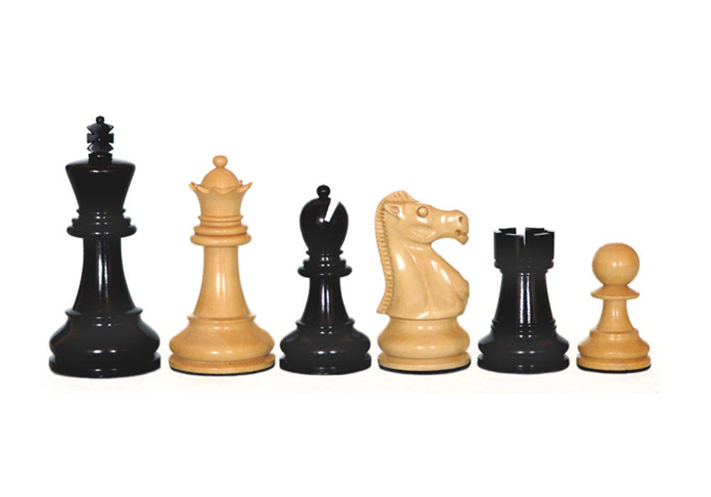 Executive Chess Set Ebony Wood & Boxwood Felted King Size – 95 Mm / 3.75″ Base Dia – 42 Mm – JS#10007