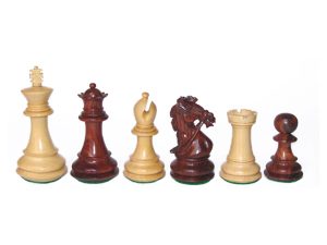 Wonderful Double Headed Bridled Chess Set Red Sandal & Boxwood King Size - 100 Mm / 4.00" Base Dia - 47 Mm - JS#10016