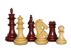 Professional Staunton Chess Set Red Sandal & Boxwood King Size -- 100 Mm / 4.00" Base Dia -- 47 Mm - JS#10015