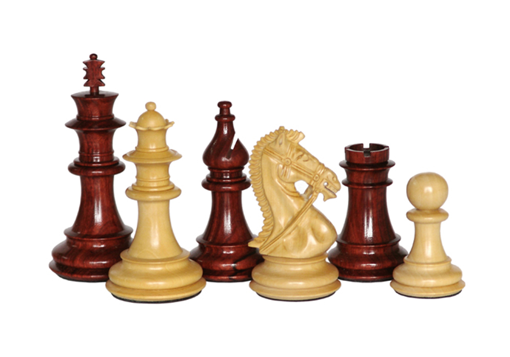 Professional Staunton Chess Set Red Sandal & Boxwood King Size -- 100 Mm / 4.00" Base Dia -- 47 Mm - JS#10015