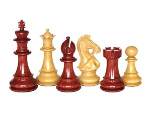 Premium Chess Set Red Sandal & Boxwood King Size - 115 Mm / 4.50" Base Dia - 50 Mm - JS#10018