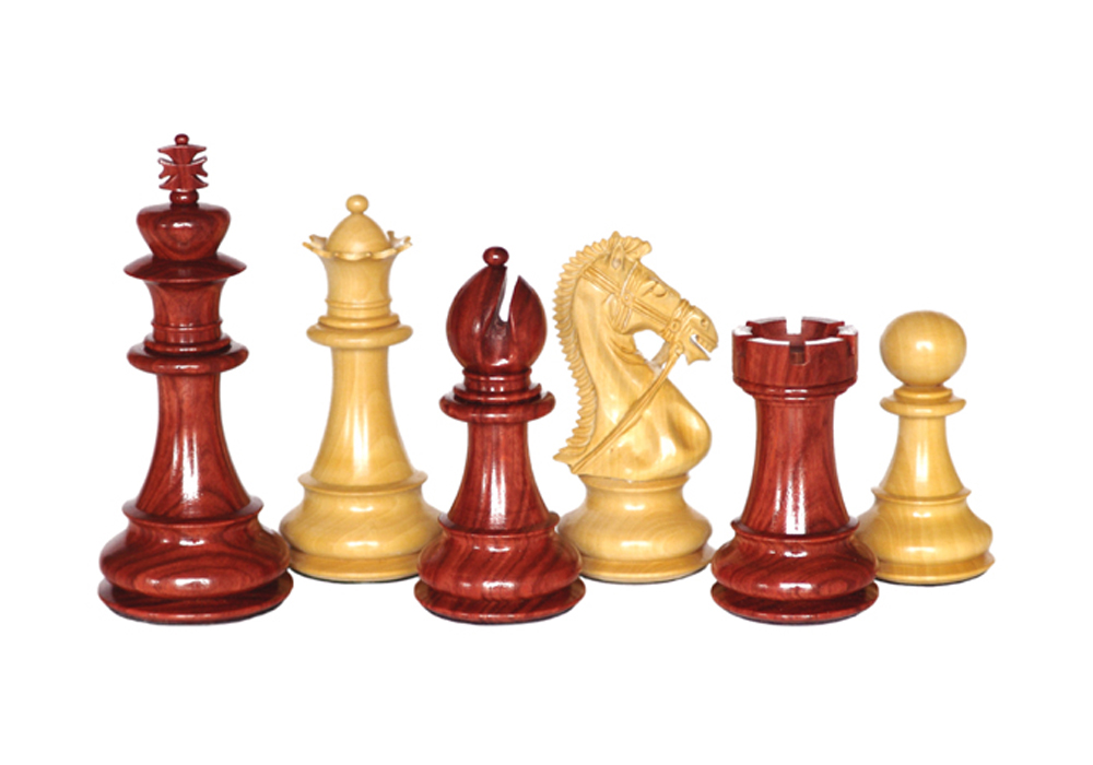 Premium Chess Set Red Sandal & Boxwood King Size - 115 Mm / 4.50" Base Dia - 50 Mm - JS#10018